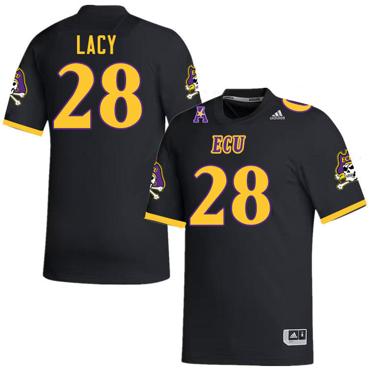 #28 DeJuan Lacy East Carolina Pirates College Football Jersey Stitched-Black